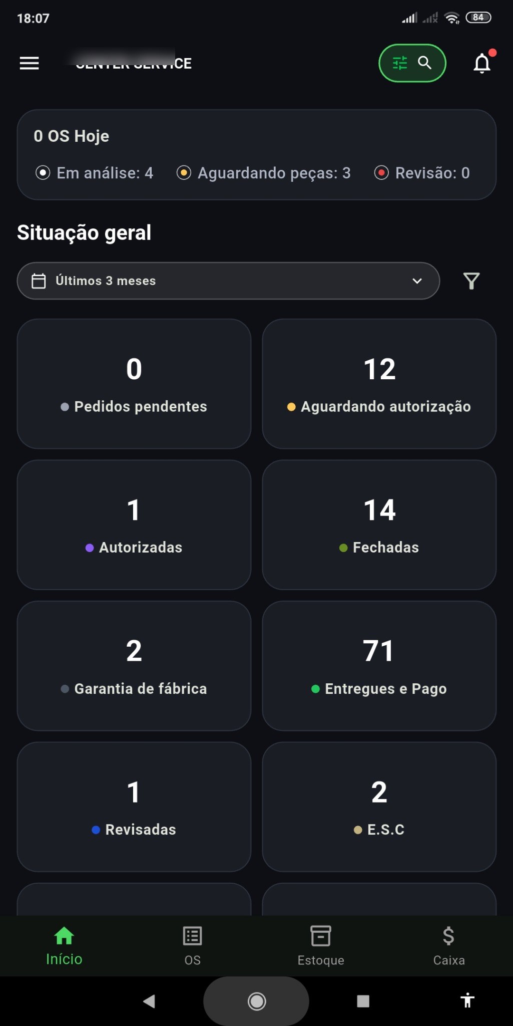 Home do OS LOG em celular